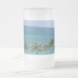 Cristal Esmerilado Taza de las palmeras y del océano