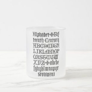 Cristal Esmerilado Taza de letras góticas