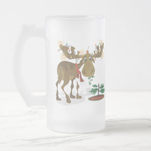 Cristal Esmerilado Taza de los alces del navidad