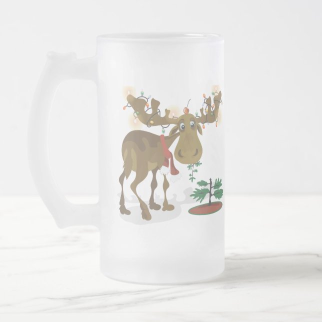 Cristal Esmerilado Taza de los alces del navidad (Izquierda)