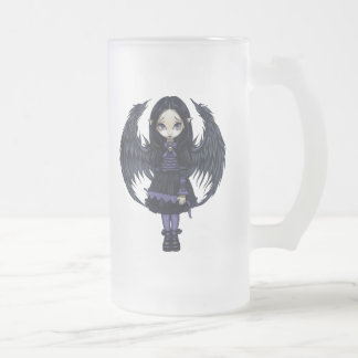 Cristal Esmerilado Taza de los "corazones de papel púrpuras"