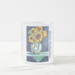 Cristal Esmerilado Taza de los girasoles del rosa