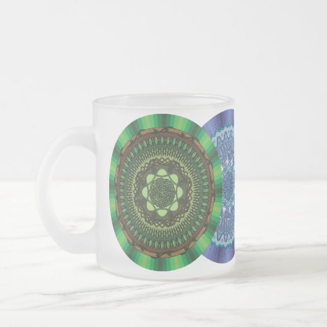 Cristal Esmerilado Taza de mandalas de los elementos (Izquierda)