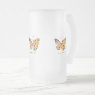 Cristal Esmerilado Taza de Mariposa