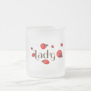 Cristal Esmerilado Taza de mariquita