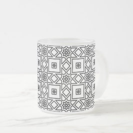 Cristal Esmerilado Taza de patrón geométrico de azulejo floral café