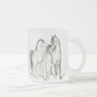 Cristal Esmerilado Taza de tres caballos
