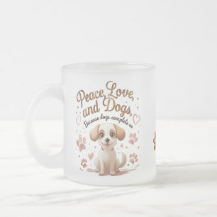 Cristal Esmerilado Taza De Vidrio Amor De Perro Adorable