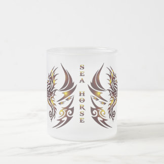 Cristal Esmerilado Taza de vidrio Caballo de Mar2