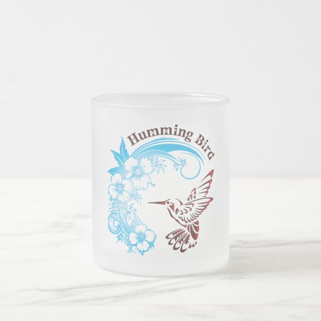 Cristal Esmerilado Taza de vidrio colibrí (Centro)