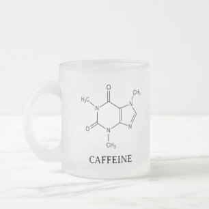 Cristal Esmerilado Taza de vidrio con diseño de molécula de cafeína, 