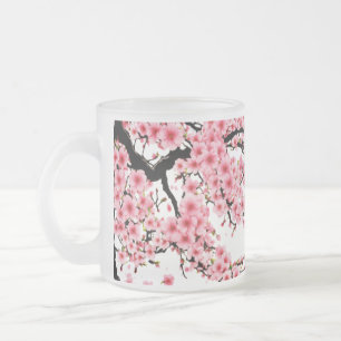Cristal Esmerilado Taza de vidrio escarchado con ramas florecidas (10
