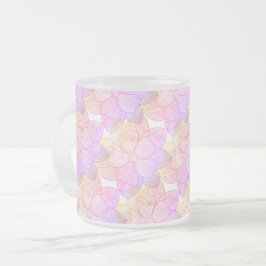 Cristal Esmerilado Taza de Vidrio Escarchado Floral Puesta de Sol Art