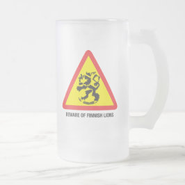 Cristal Esmerilado Taza de vidrio helado de Leones Beware
