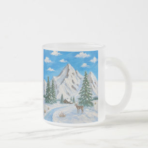 Cristal Esmerilado Taza de vidrio helado de montaña nevada