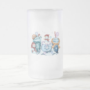 Cristal Esmerilado Taza de vidrio hombre de nieve