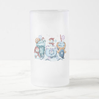 Cristal Esmerilado Taza de vidrio hombre de nieve