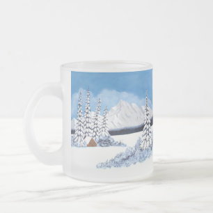 Cristal Esmerilado Taza de vidrio invernal nevada brillante escarchad