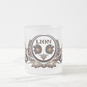Cristal Esmerilado Taza de vidrio LION-Wing