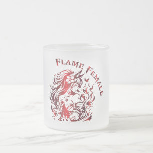 Cristal Esmerilado Taza de vidrio llama femenina