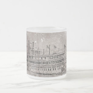 Cristal Esmerilado Taza de vidrio vintage del barco de rueda de popa 