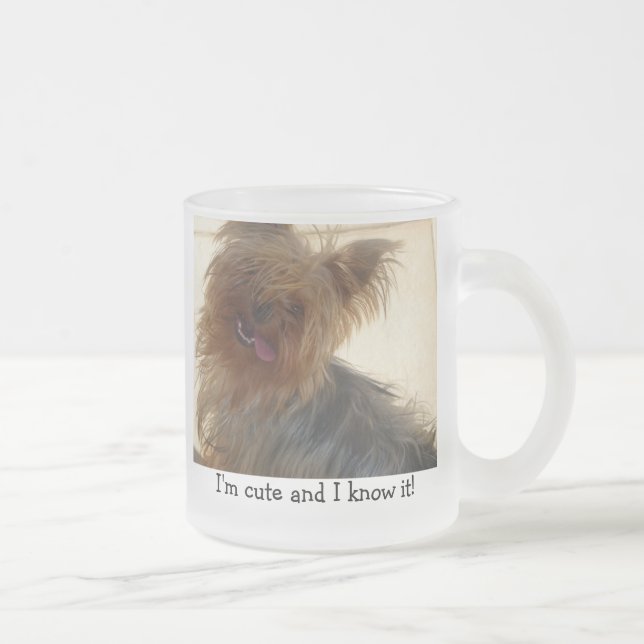 Cristal Esmerilado Taza de Yorkie (Derecha)