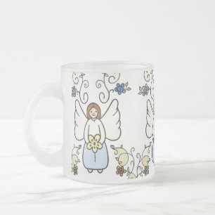 Cristal Esmerilado Taza del Ángel de la Guarda