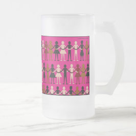 Cristal Esmerilado Taza del color de las "muñecas de papel" de la