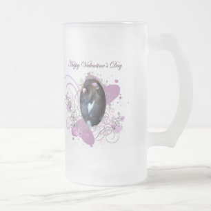 Cristal Esmerilado Taza del corazón de la rata de la tarjeta del dí