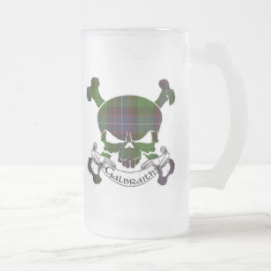Cristal Esmerilado Taza del cráneo del tartán de Galbraith