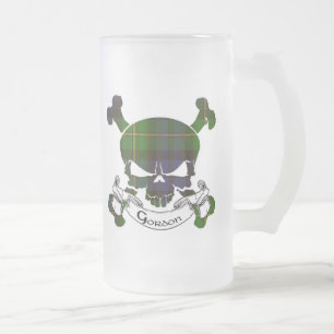 Cristal Esmerilado Taza del cráneo del tartán de Gordon