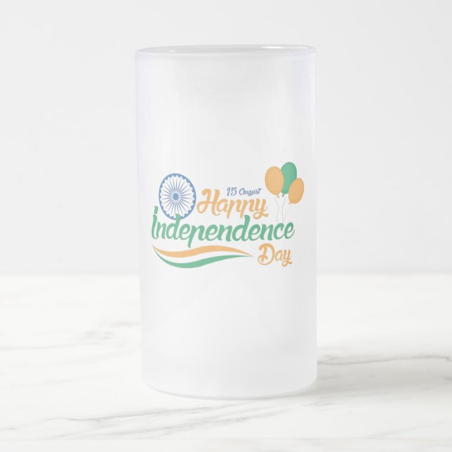 Cristal Esmerilado Taza del Día de la Independencia (Centro)