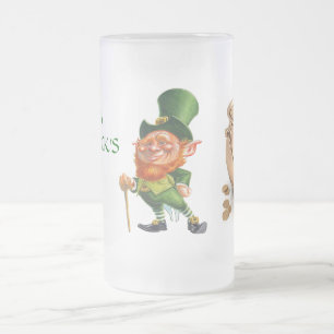 Cristal Esmerilado Taza del DÍA LEPRECHUAN Y del ORO de ST PATRICK