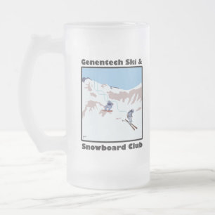Cristal Esmerilado Taza del esquí de Genentech y del club de la