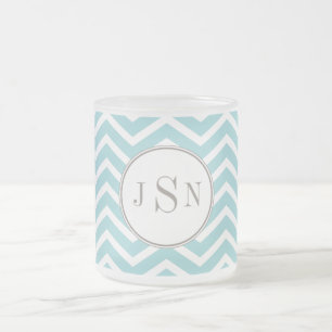 Cristal Esmerilado Taza del monograma de Chevron