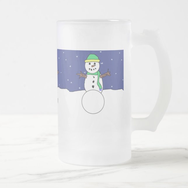 Cristal Esmerilado Taza del muñeco de nieve (Derecha)