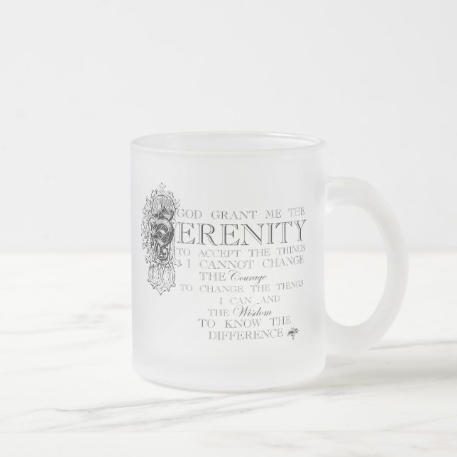 Cristal Esmerilado Taza del personalizado del rezo de la serenidad (Derecha)