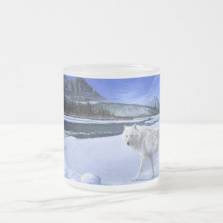 Cristal Esmerilado Taza del río del lobo blanco de la patrulla de la