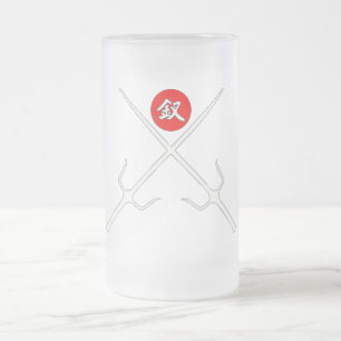 Cristal Esmerilado Taza del vidrio de Sai Kobudo
