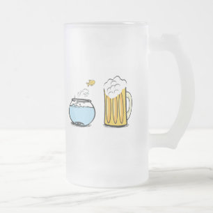 Cristal Esmerilado taza escarchada de cerveza con pez dorado