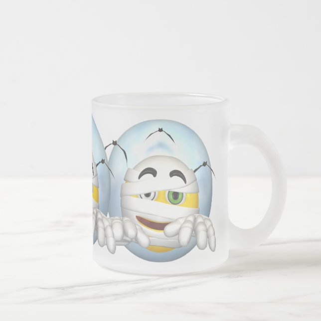 Cristal Esmerilado Taza feliz de la momia de la cara (Derecha)