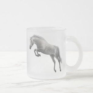 Cristal Esmerilado Taza gris de salto del caballo