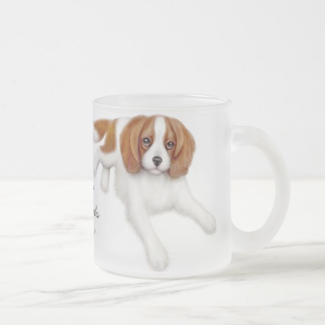 Cristal Esmerilado Taza helada arrogante del perro de aguas de rey (Derecha)