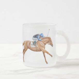 Cristal Esmerilado Taza helada caballo de carreras excelente