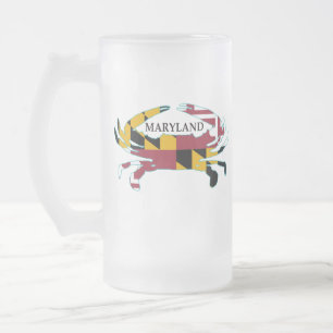Cristal Esmerilado Taza helada cangrejo de la bandera de Maryland