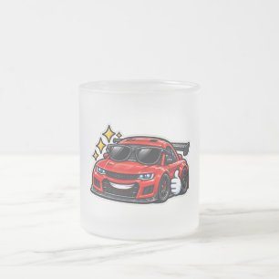Cristal Esmerilado Taza Helada Coche Rojo Amante de Funny Car