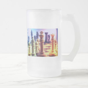 Cristal Esmerilado Taza helada del juego de ajedrez