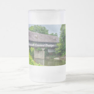 Cristal Esmerilado Taza Helada del Puente Cubierto de Frankenmuth