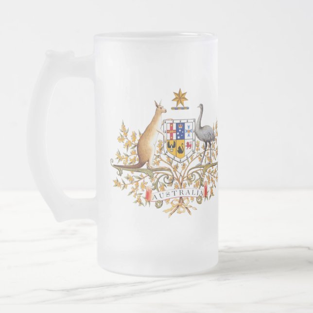 Cristal Esmerilado Taza helada escudo de armas australiano (Izquierda)