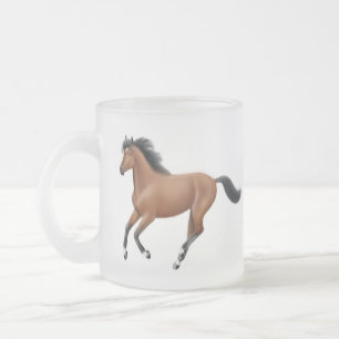 Cristal Esmerilado Taza helada galopante del caballo de bahía